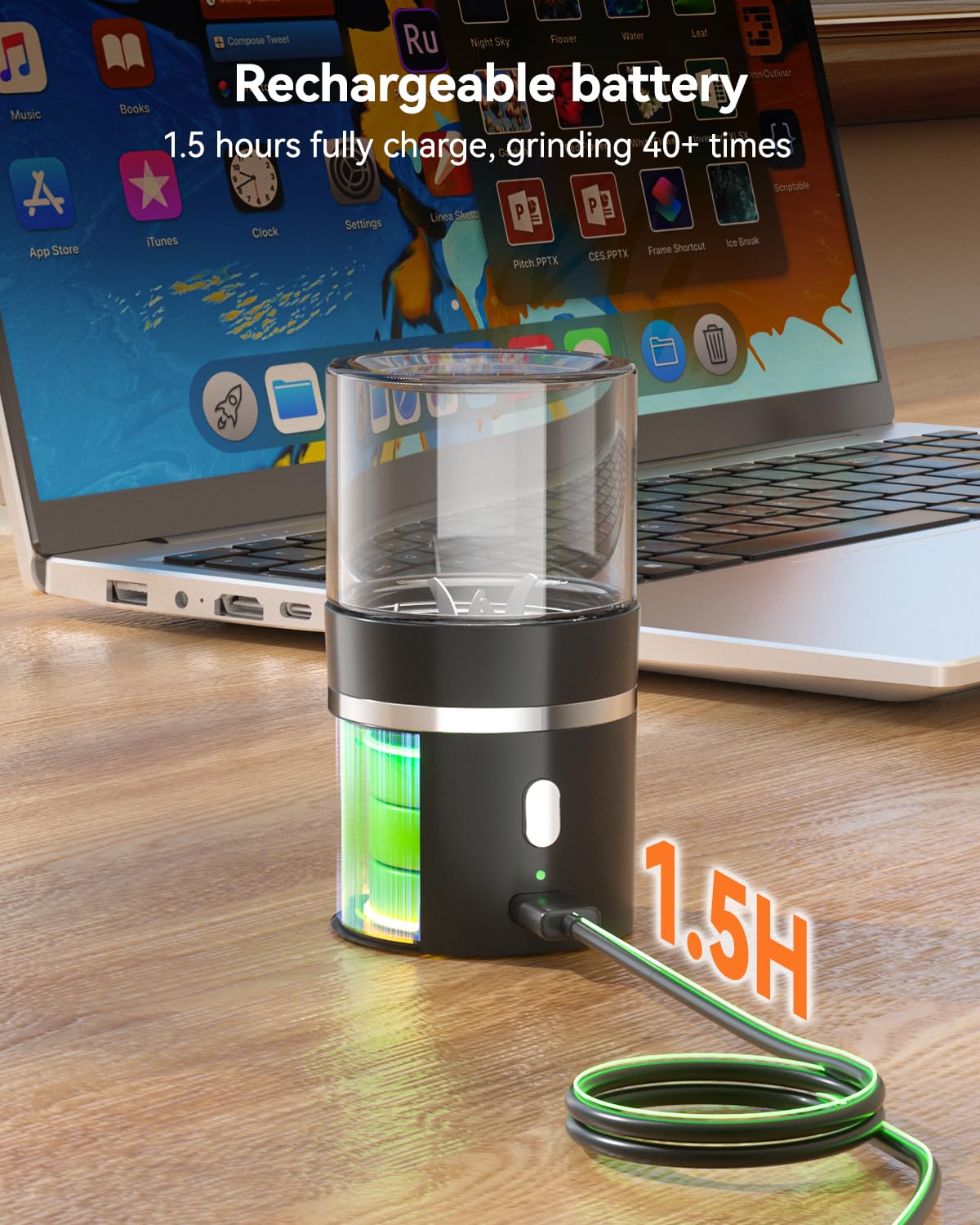 Batterie rechargeable de 380 mAh offrant plusieurs utilisations.