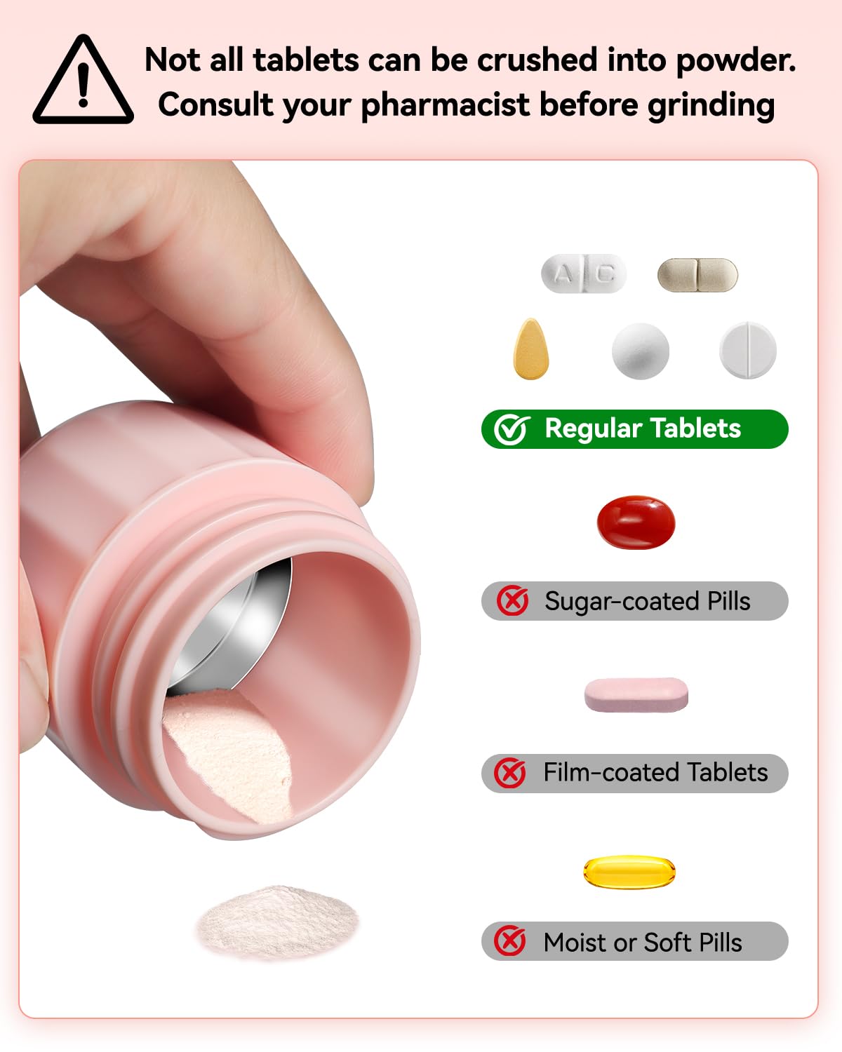 Cotatoc mouture pilules poudre fine, libération rapide et dosage facile.
