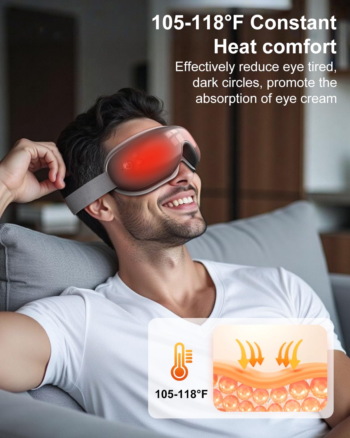 Masseur oculaire Cotsoco – chaleur jusqu’à 42 °C pour relaxation ciblée.