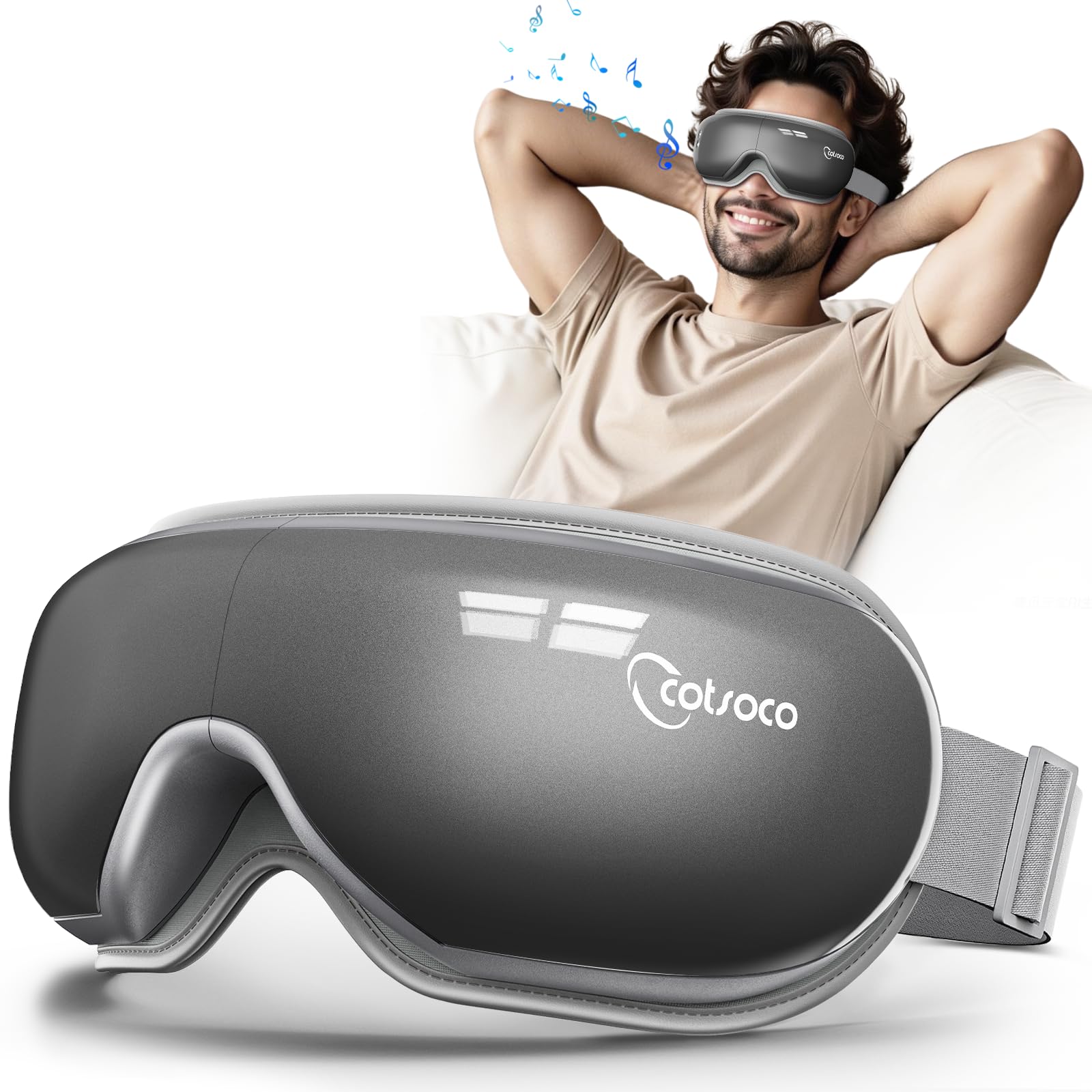 Masseur oculaire Cotsoco avec pression d’air et vibration, détente rapide.