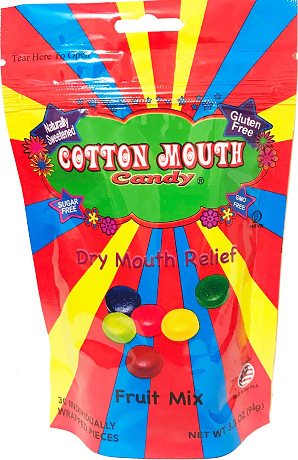 Cotton Mouth Candy emballage extérieur montrant l'emballage et la fraîcheur pratique.