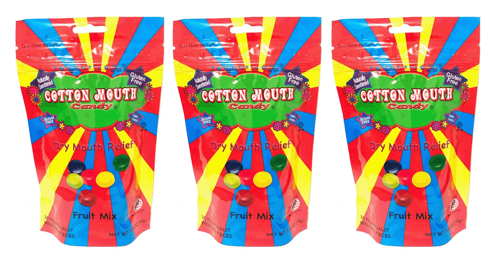 Cotton Mouth Candy relief-bouche-seche-fruits goût fruité et confort rapide.