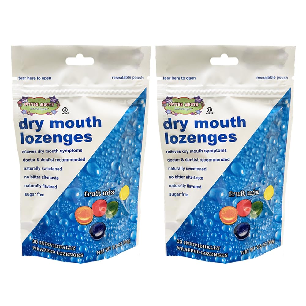 Pastilles Cotton Mouth dans l’emballage principal pour un soulagement pratique.