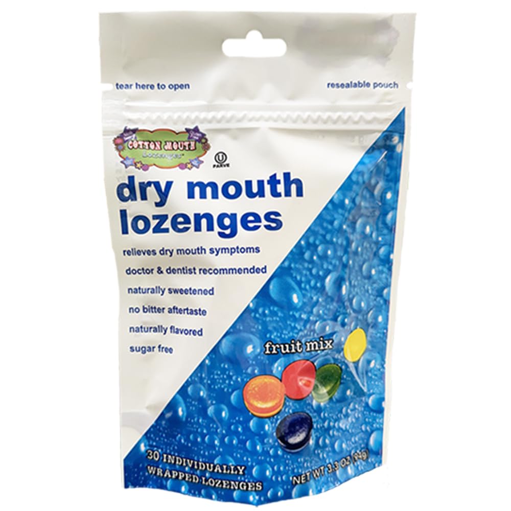 Pastilles Cotton Mouth Lozenges, emballage 30 pastilles, aide à hydrater la bouche au quotidien.