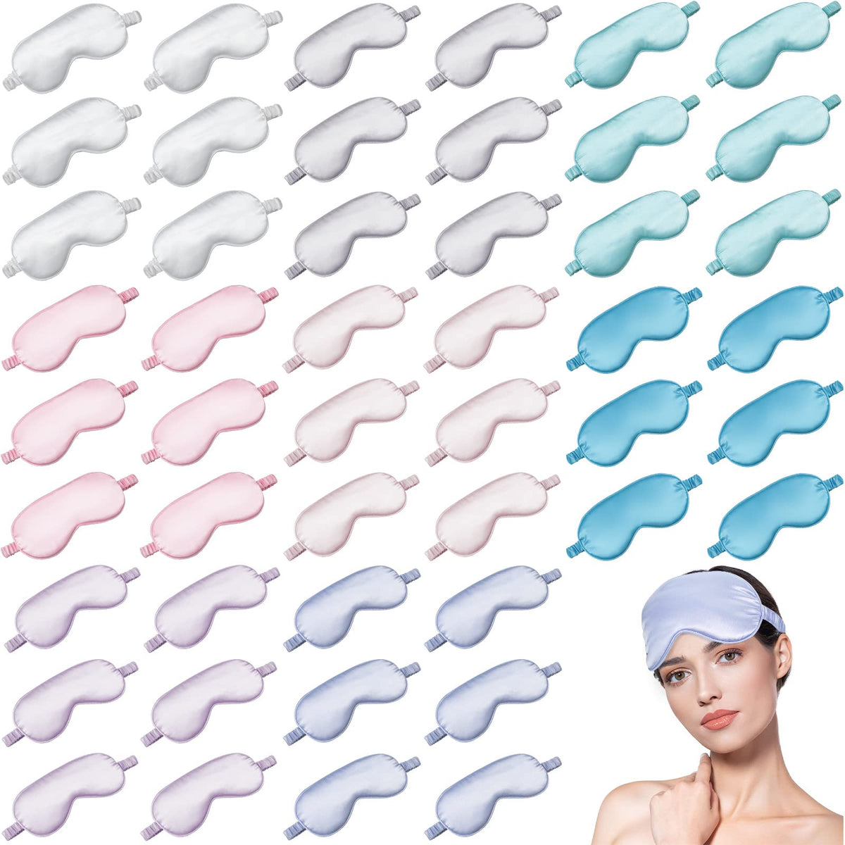 Coume masque yeux en soie, ensemble de 48 pièces, pour un sommeil plus serein.