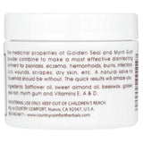 Country Comfort Goldenseal Myrrh salve emballage — présentation compacte et pratique.