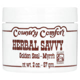 Country Comfort Goldenseal Myrrh salve pot — soin naturel pour petites coupures et irritations.