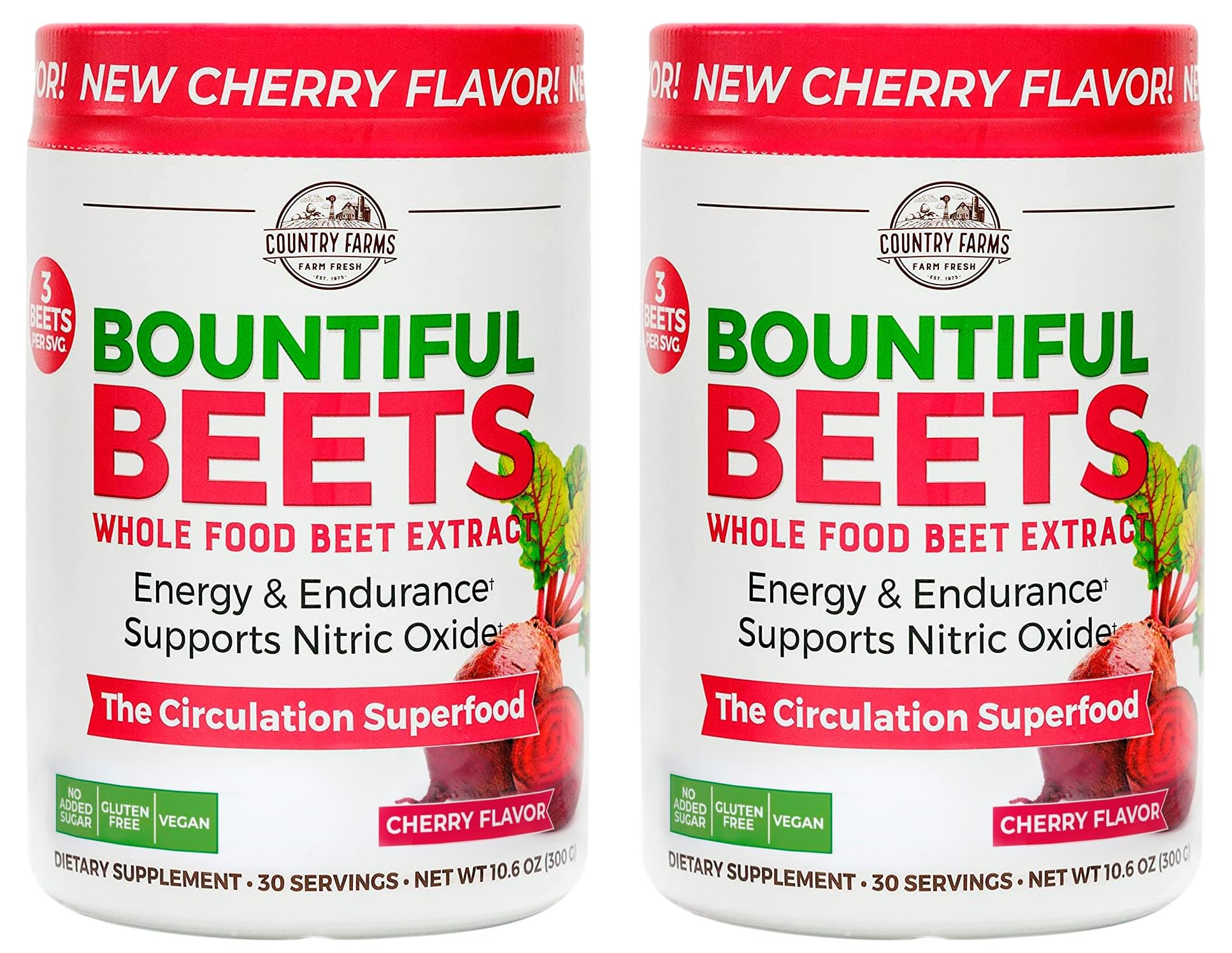 Country Farms Bountiful Beets Poudre: flacon pratique et énergie naturelle possible.
