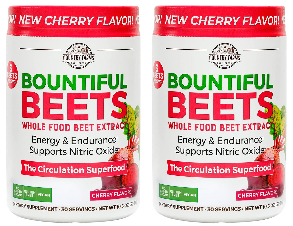 Country Farms Bountiful Beets Poudre: flacon pratique et énergie naturelle possible.