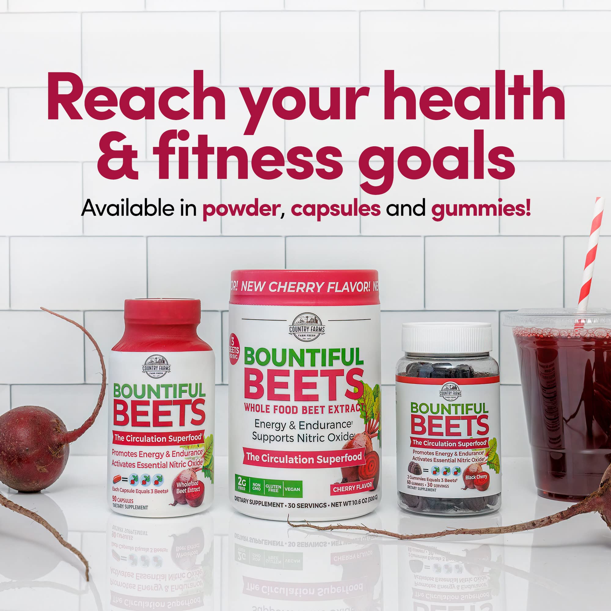 Country Farms Bountiful Beets Poudre: énergie naturelle possible pour la journée.