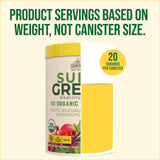 Deux bouteilles Country Farms Super Greens offrent 40 portions, format pratique et économique.