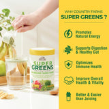 Country Farms Super Greens, cuillère-dose pratique, mesure une portion pour compléter votre alimentation.