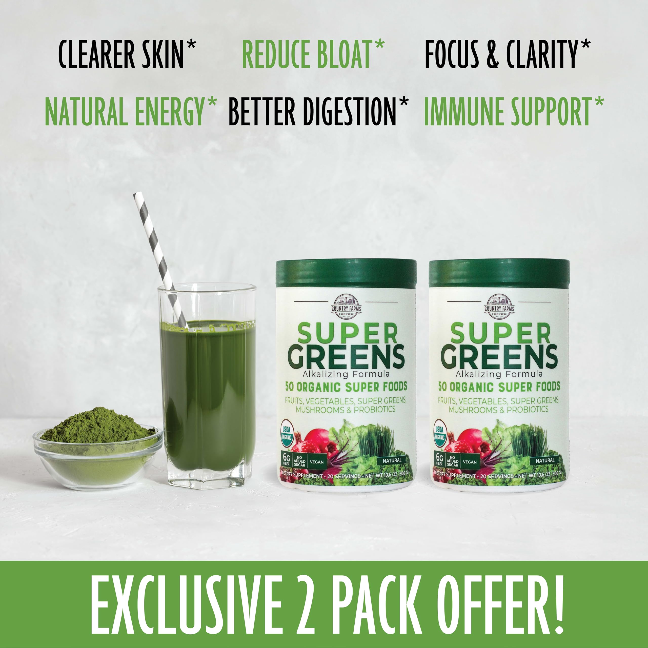 Country Farms Super Greens shake matinal facile et agréable