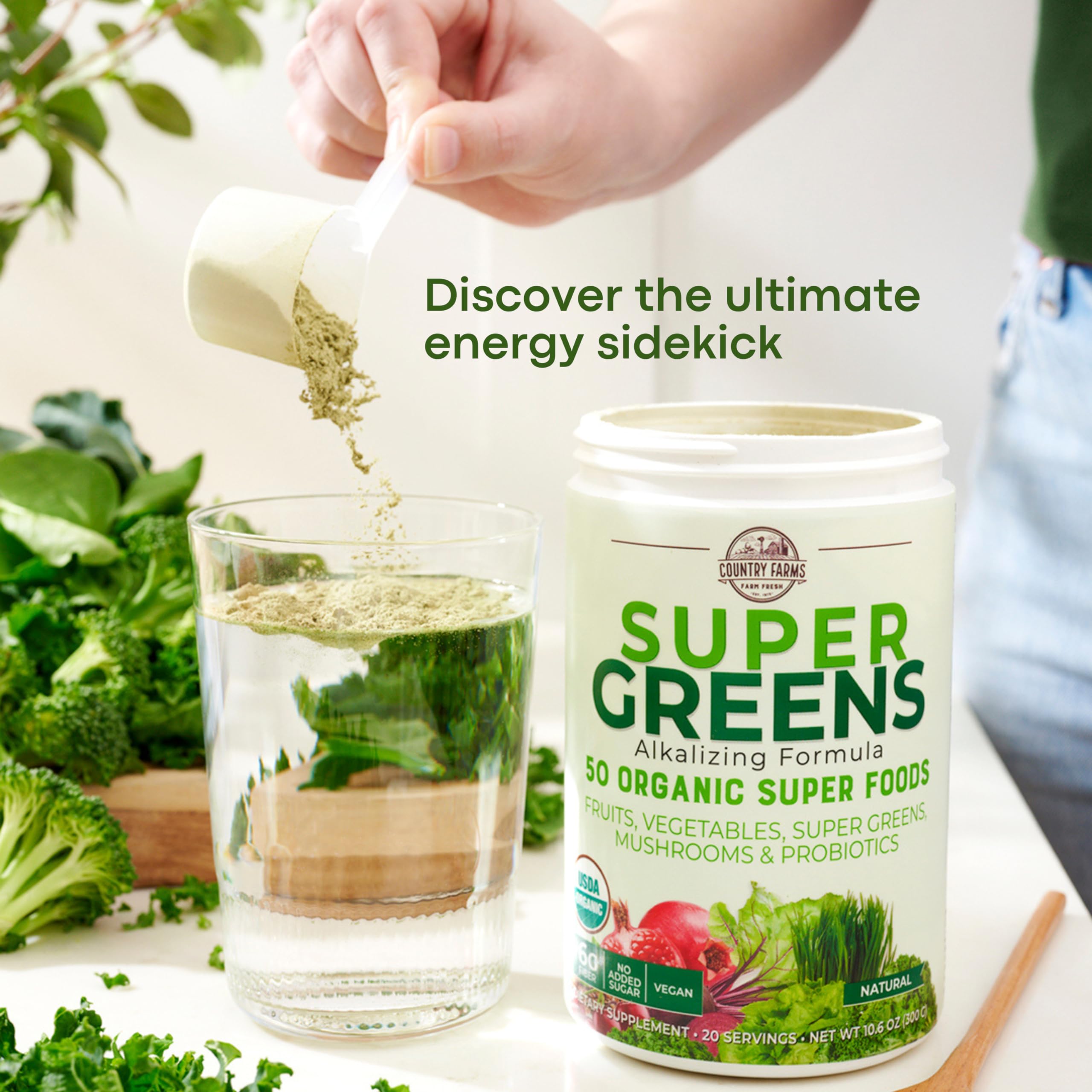 Country Farms Super Greens probiotiques et prébiotiques pour la flore intestinale