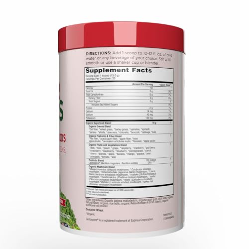 Country Farms Super Greens-verre-poudre-colorée présente une boisson riche en nutriments.