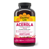 Country Life Acérola Vitamine C Complex emballage fruits rouges et mode d’utilisation quotidienne
