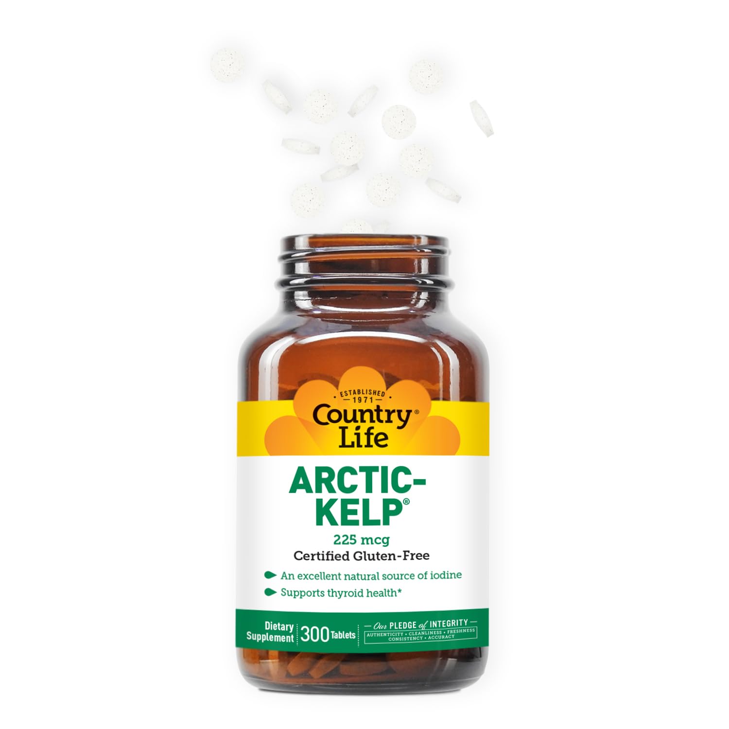 Country Life Arctic-Kelp: capsule facile à avaler, apport quotidien en nutriments clés.