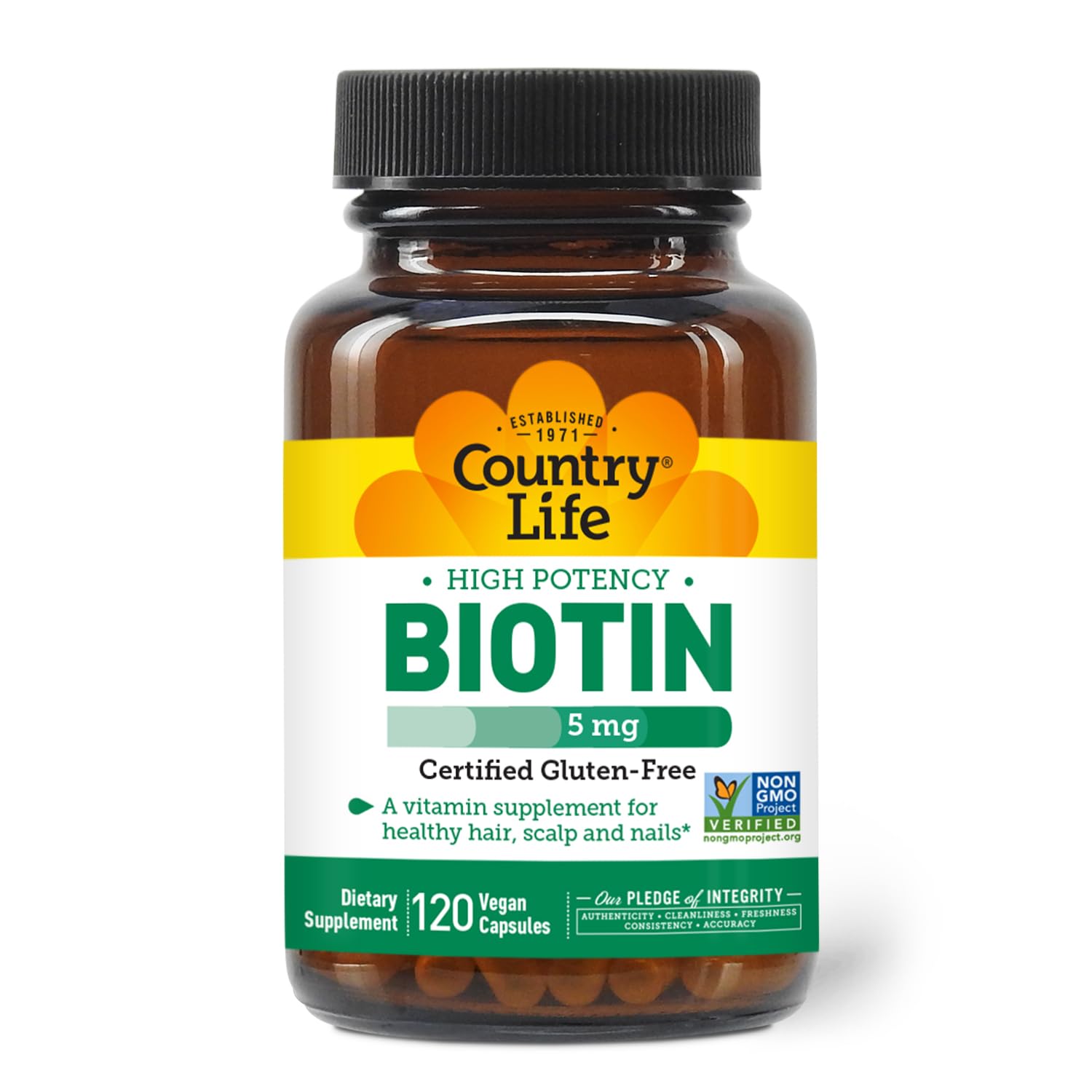Biotine Country Life – Étiquette sans gluten, adaptée au régime sans gluten.