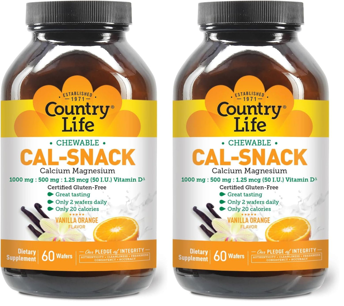 Country Life Cal-Snack emballage pratique pour une prise rapide au quotidien.