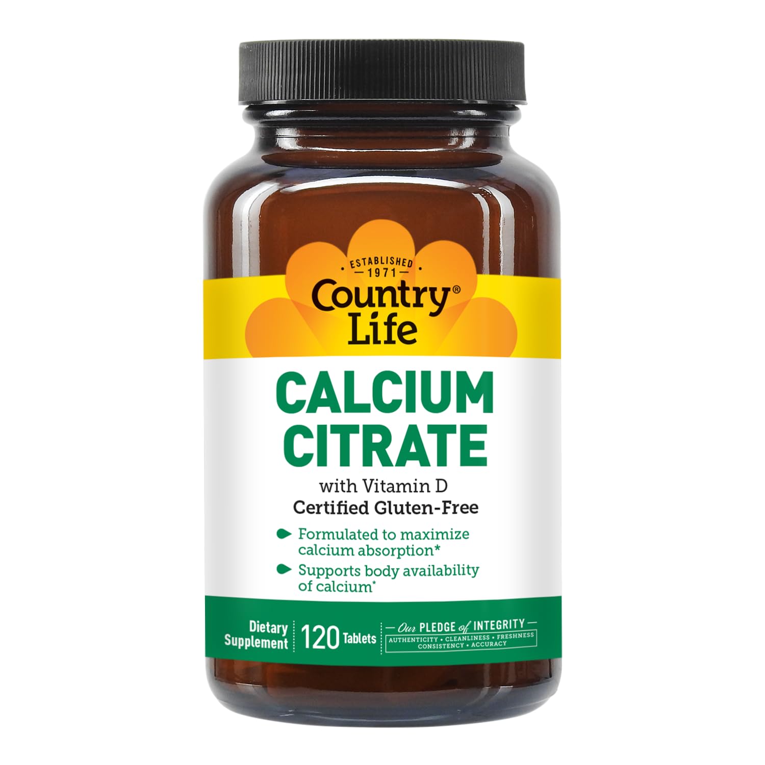 Formule propre de Country Life Calcium Citrate, sans additifs artificiels