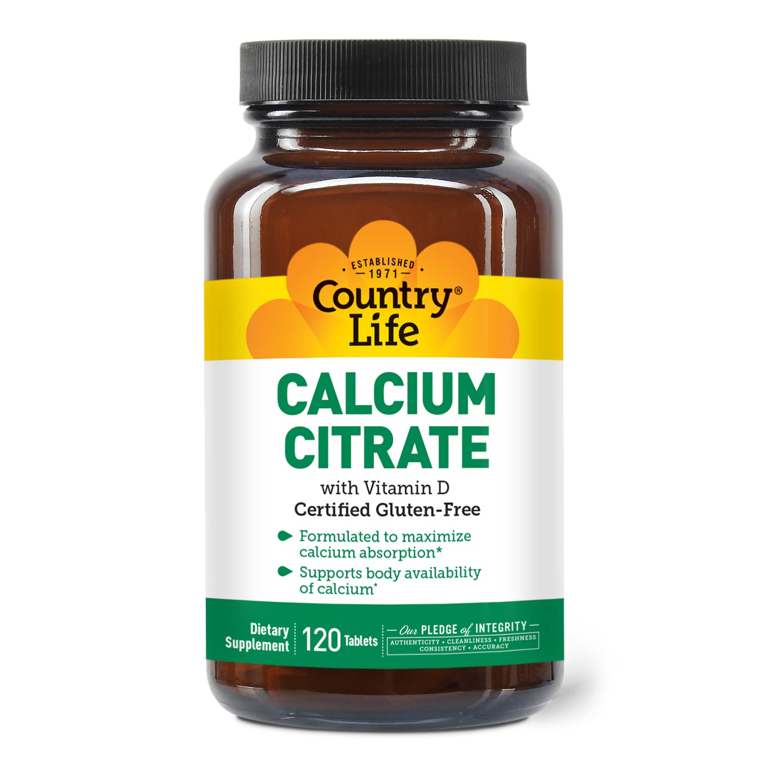 Tablettes Country Life Calcium Citrate avec absorption maximale et utilisation pratique