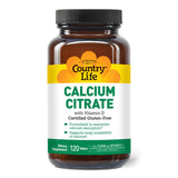 Country Life Calcium Citrate avec Vitamine D en bouteille, absorption élevée pour le quotidien