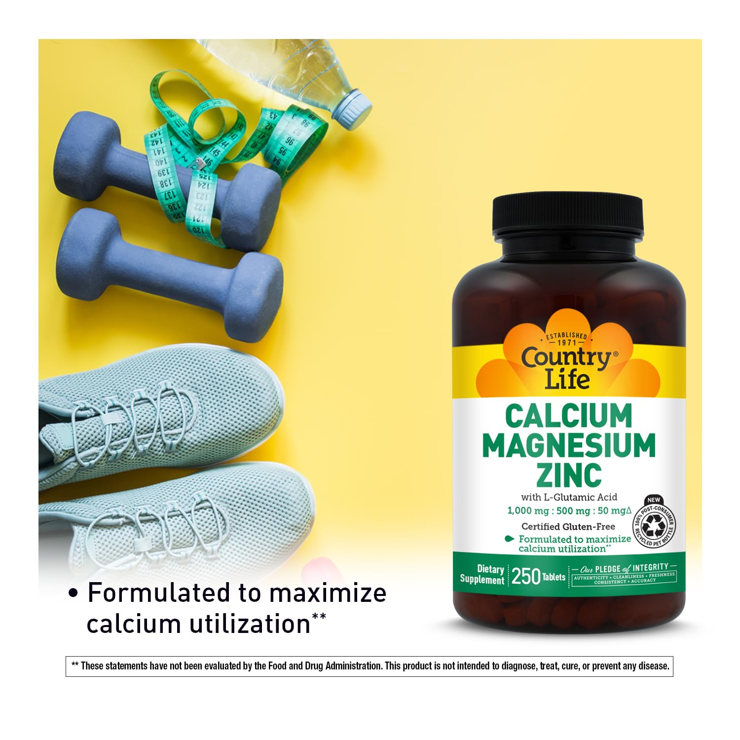 Country Life Calcium Magnesium Zinc — gélules: dosage pratique et soutien des os.
