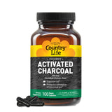 Country Life Charbon Actif Coco – capsules vegan 260 mg, soutien digestif potentiel.