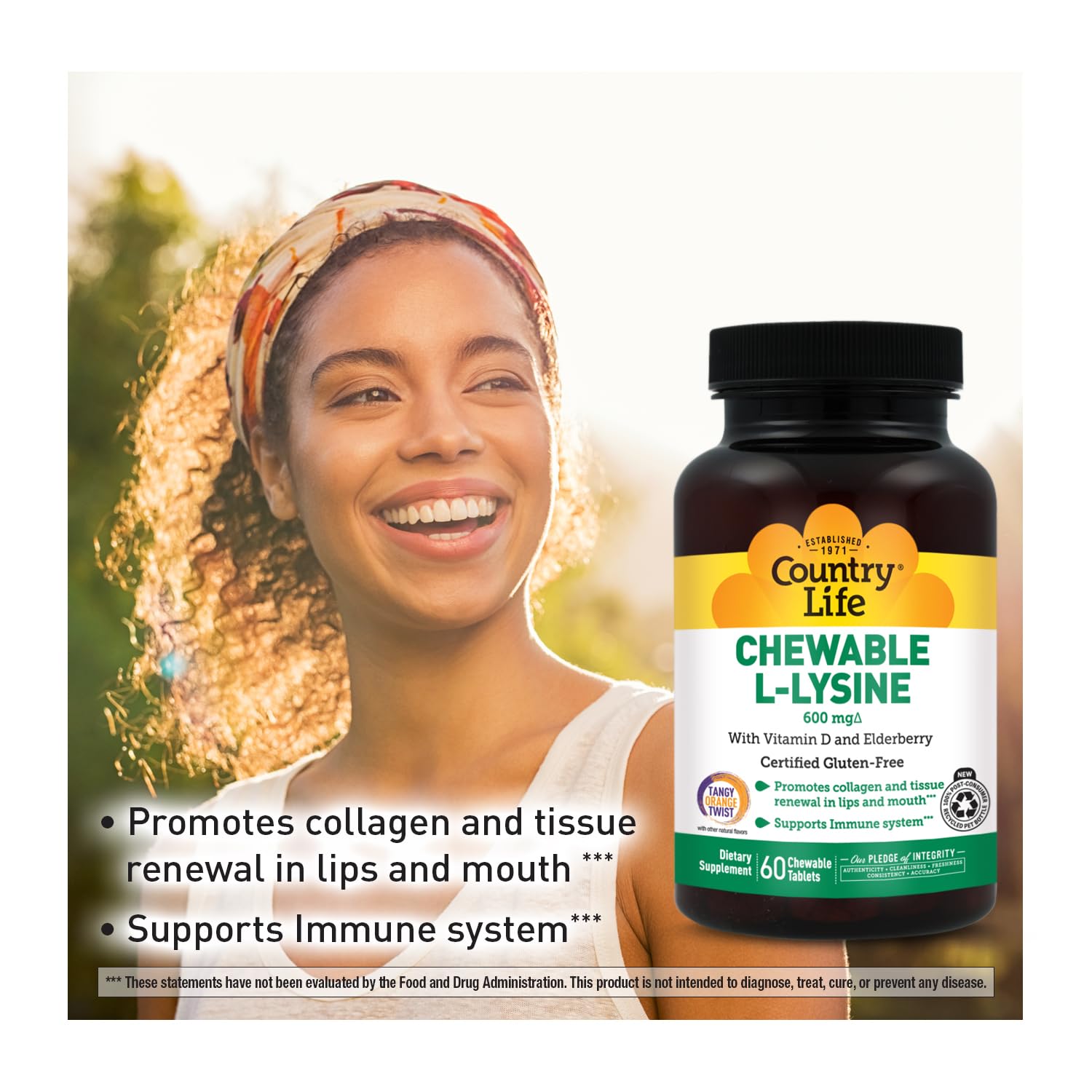 Country Life L-Lysine goût agréable pour une routine saine.