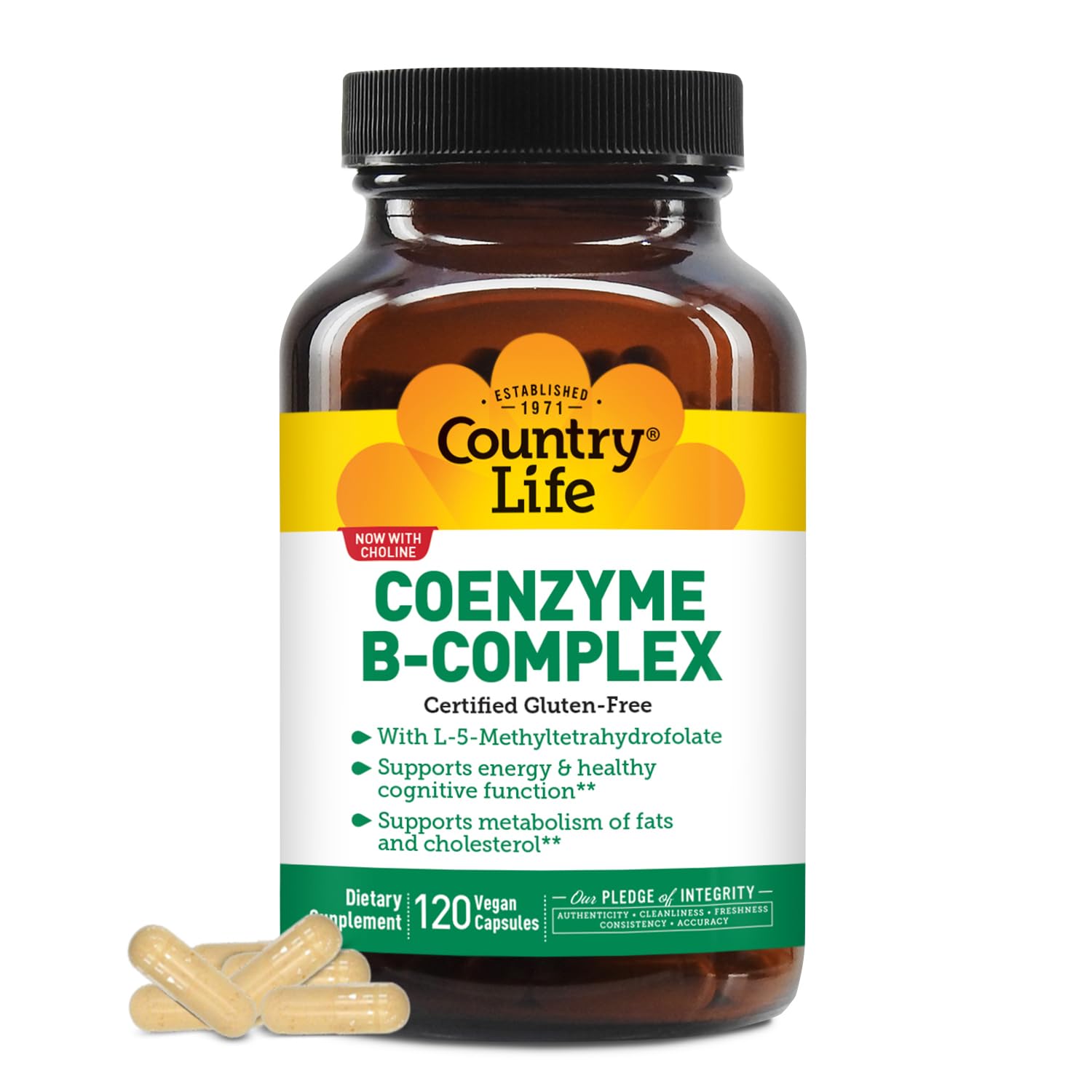 Country Life Coenzyme B-Complex – bouteille et étiquette, énergie potentielle au quotidien