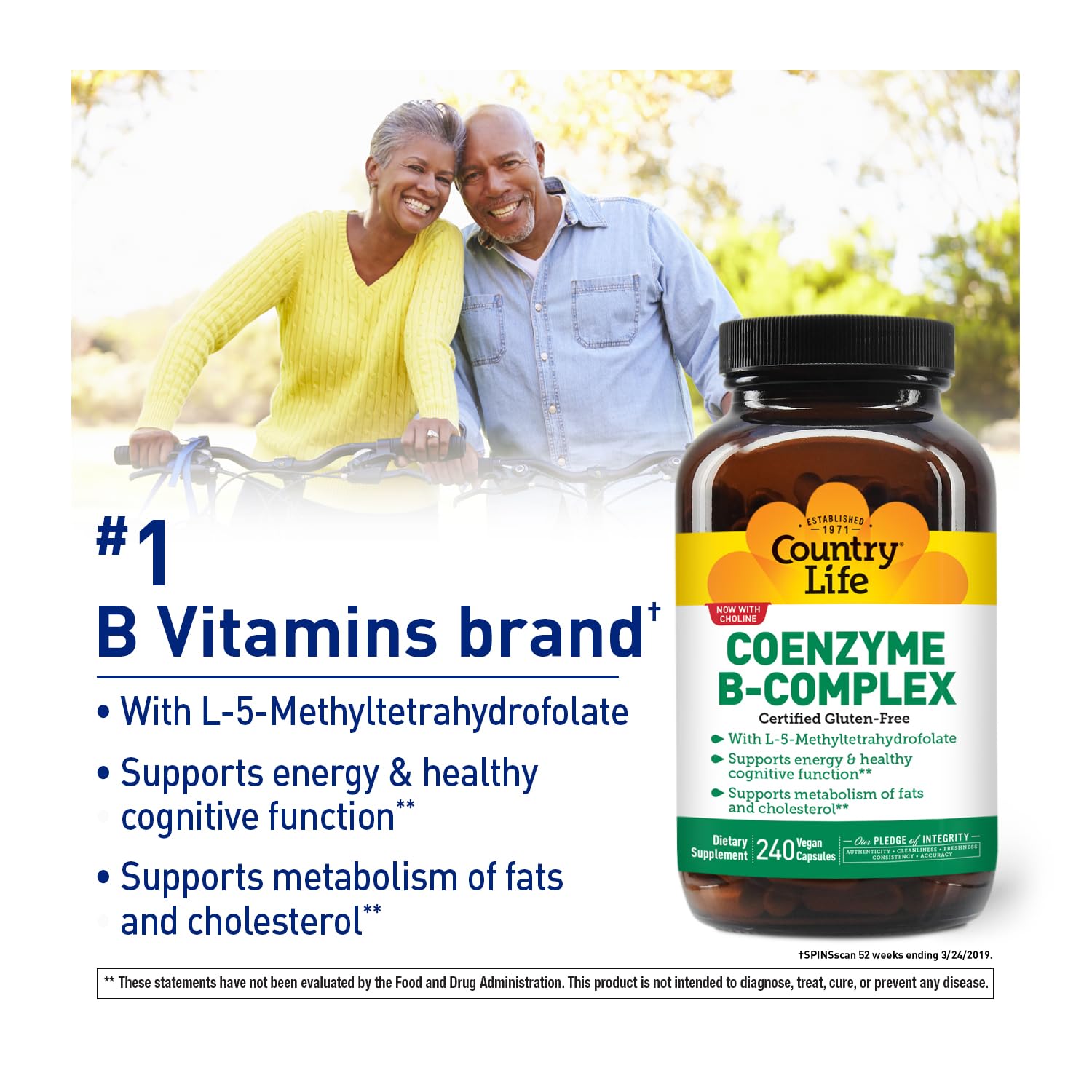 Country Life Coenzyme B-Complex, sans allergènes et sans gluten.