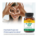 Country Life Complexe R-Lipoïque, capsules pratiques pour l'antioxydant quotidien et énergie.