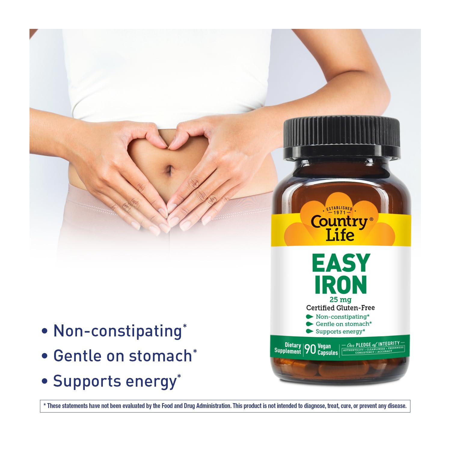 Country Life Easy Iron 25 mg bouteille: format pratique pour usage régulier