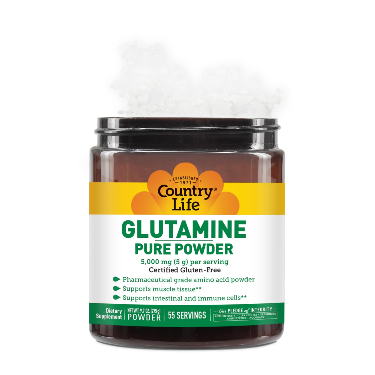 Country Life Glutamine Pure Powder – soutien digestif potentiel et santé intestinale