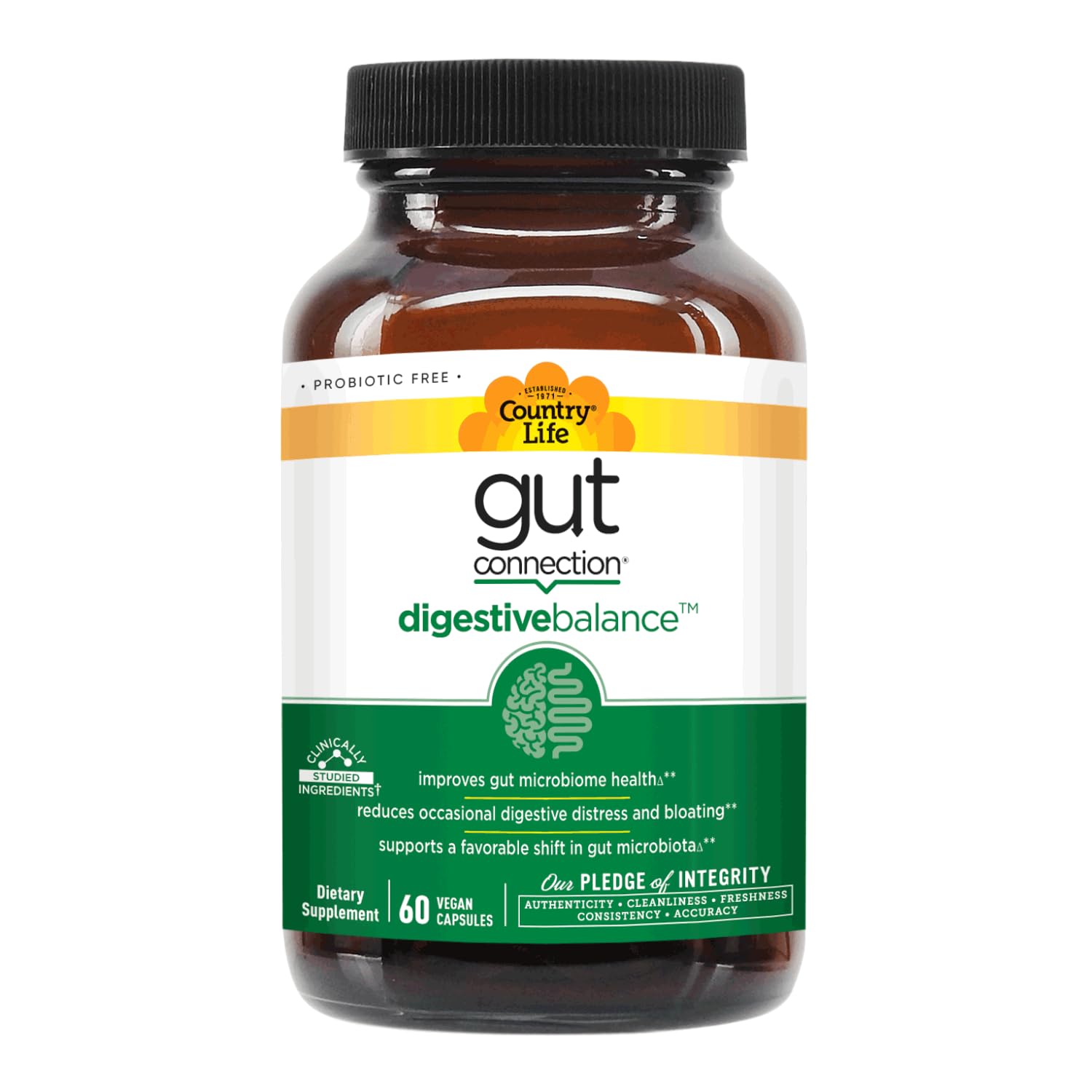 Country Life Gut Connection – certifications sans gluten, vegan et Non-GMO