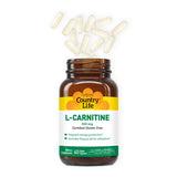 Country Life L-Carnitine 500 mg – emballage vert et visuels de la gamme