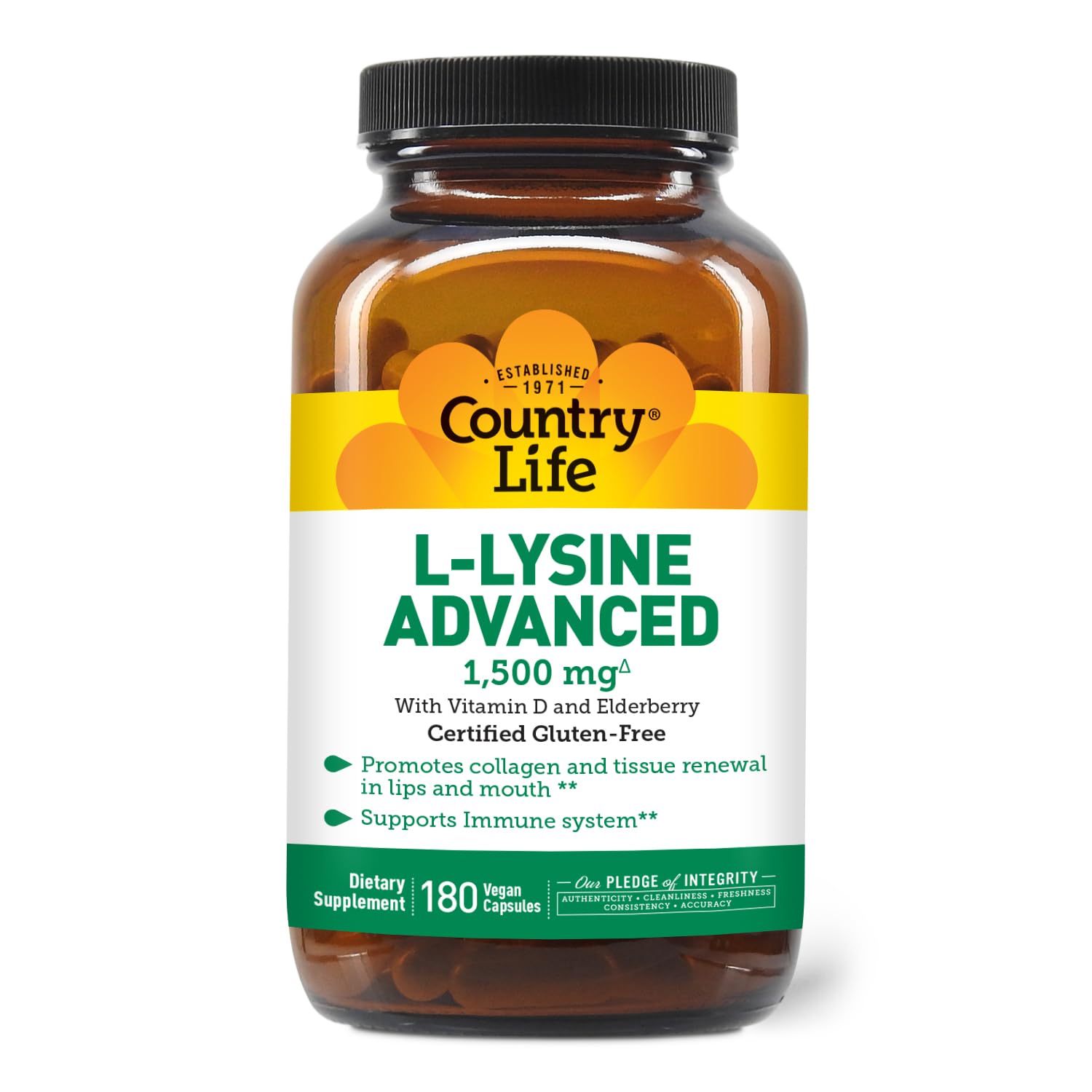Country Life L-Lysine 1500 mg – gélules pour le soutien immunitaire