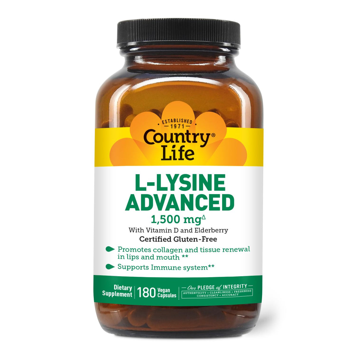 Country Life L-Lysine 1500 mg – gélules pour le soutien immunitaire