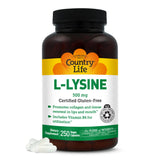 Flacon Country Life L-Lysine 500 mg et ses capsules faciles à prendre