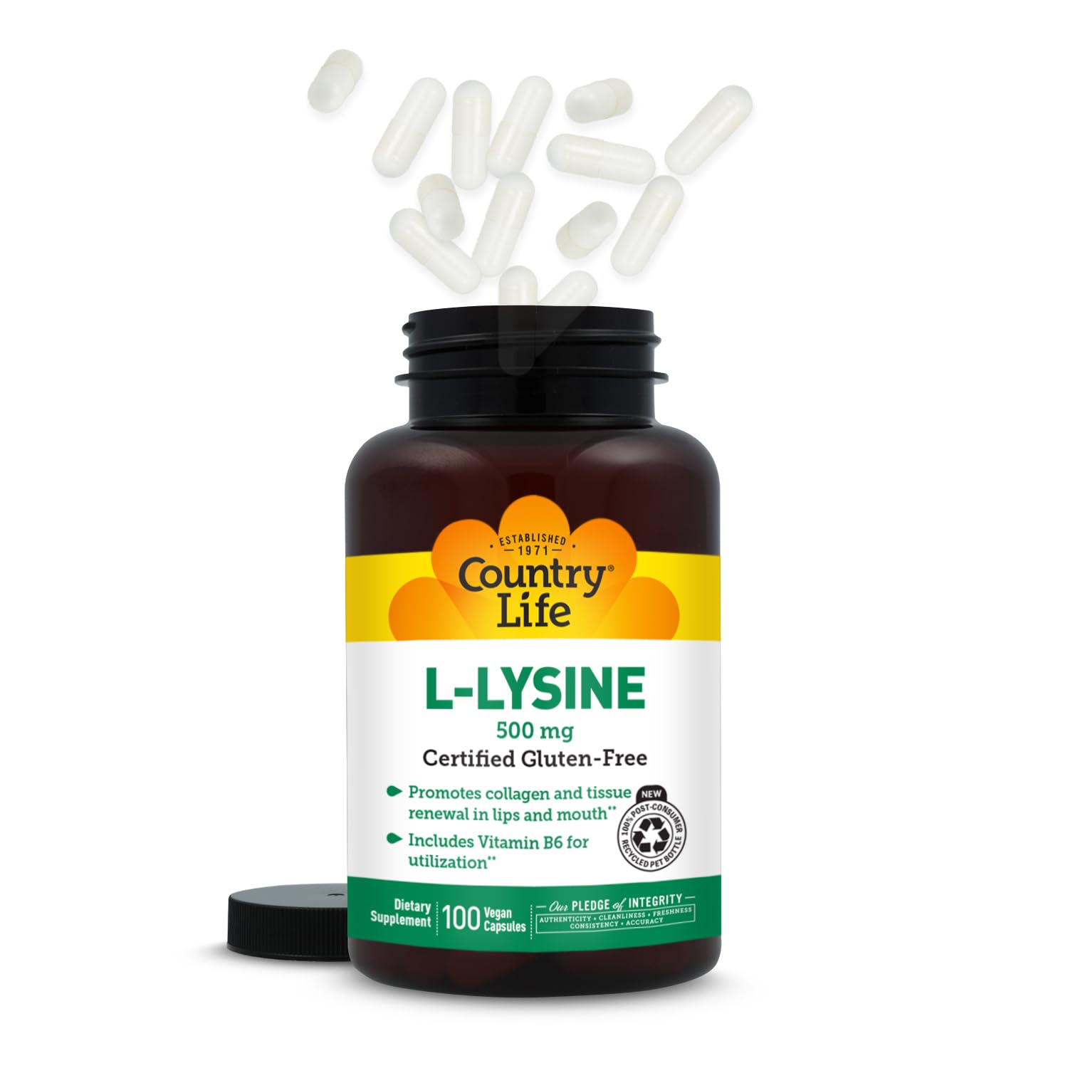 Utilisation quotidienne facile de Country Life L-Lysine 500 mg