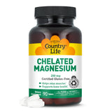 Country Life magnésium chelaté 250 mg dans bouteille, soutient muscles et énergie au quotidien.