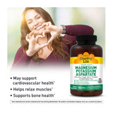 Country Life magnésium et potassium, capsules en gros plan pour le confort musculaire.