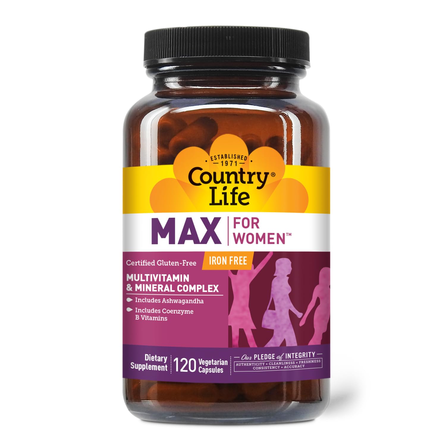 Country Life Max pour femmes – bouteille visible, potentiel soutien à l'énergie.