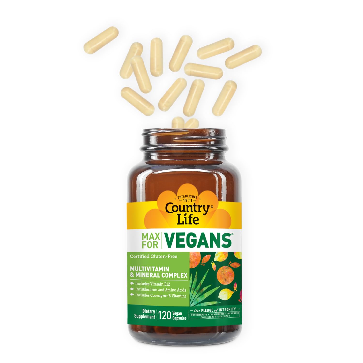 Country Life Max Vegan coenzymées B-Vitamines pour meilleure absorption.