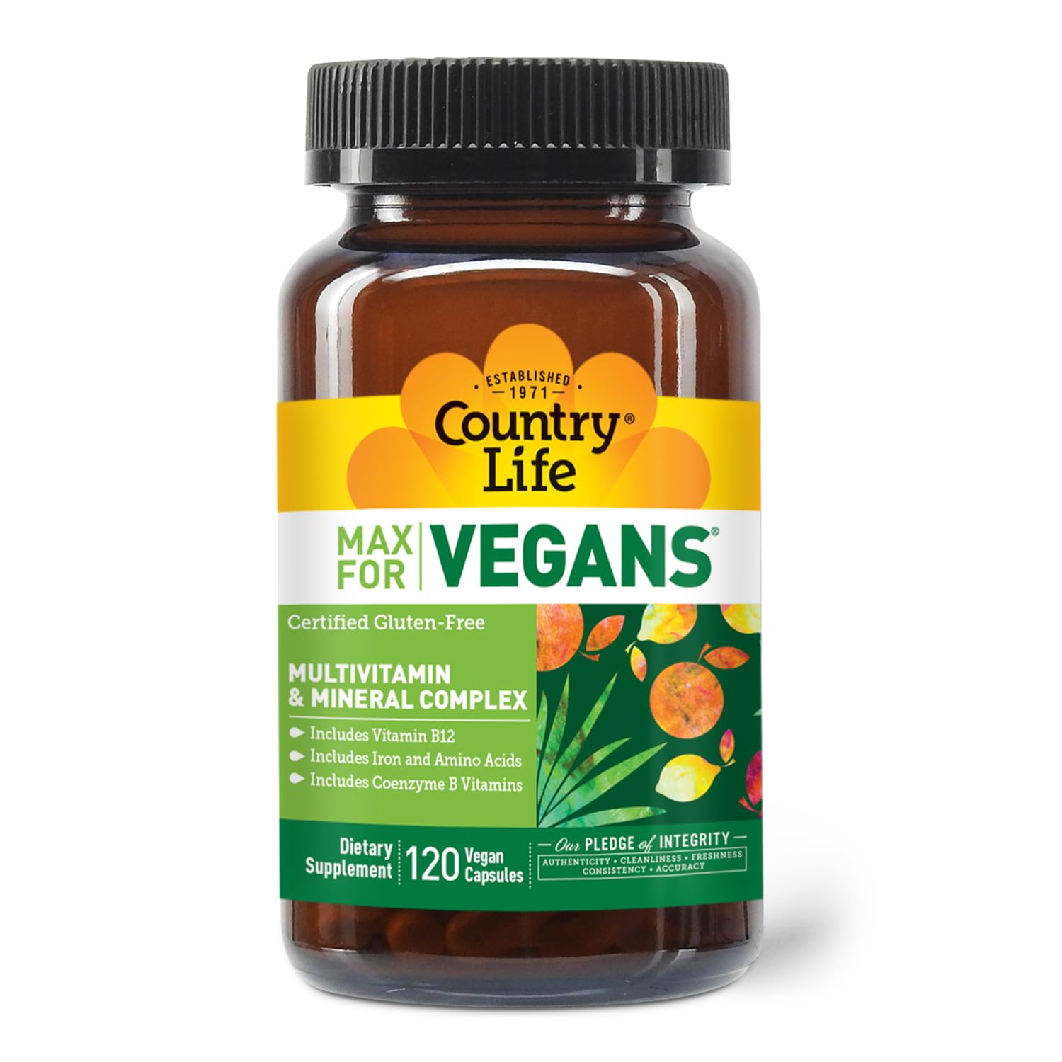 Country Life Max Vegan soutien immunitaire avec vitamines C et A.
