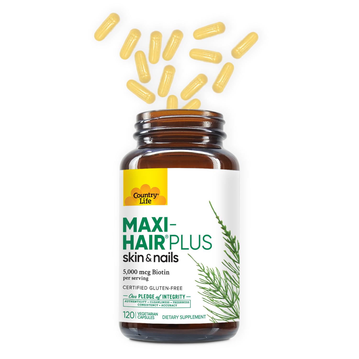 Country Life Maxi-Hair Plus Biotine – Qualité américaine et contrôle selon les normes GMP.