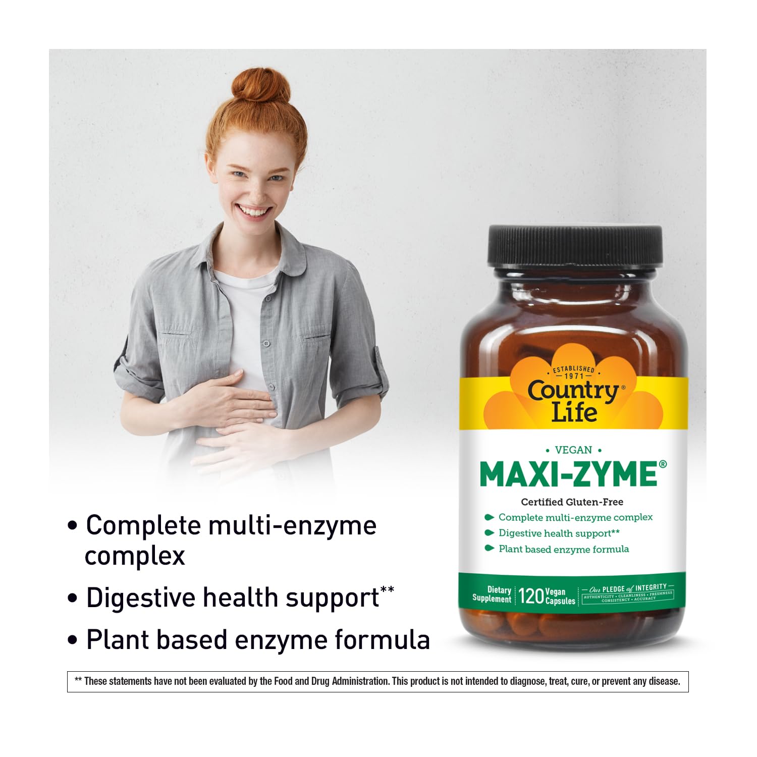 Country Life Maxi-Zyme emballage recyclable et démarche respectueuse de l'environnement.