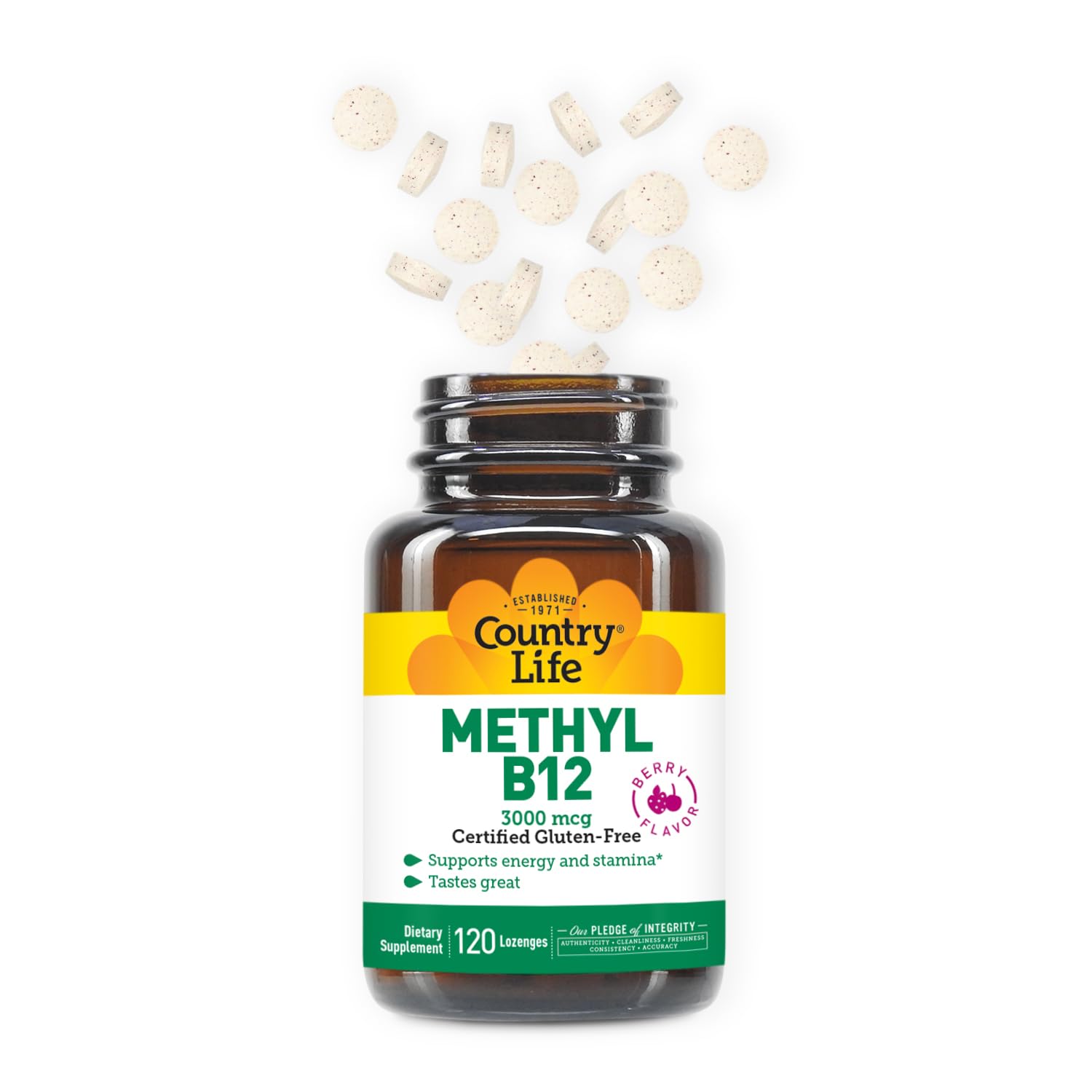 Pastilles Berry Country Life Méthyl B12, absorption rapide
