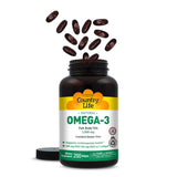 Country Life Omega-3, format compact idéal pour les voyages.