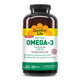 Country Life Omega-3, bouteille de gélules, facile à intégrer dans la routine quotidienne et potentiellement bénéfique.